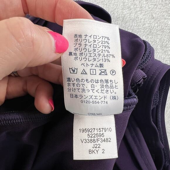 Lands End Sz 2 Tankini Top Swimsuit Underwire Purple Twist Front Adjustable Swim - Picture 10 of 11